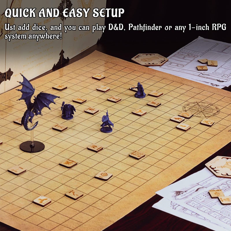 CZYY D&D Tabletop Game Tokens Fantasy RPG Hero and Monster Token Set of 112 Pieces Perfect for Dungeons & Dragons and Pathfinder (Wooden) - Image 4